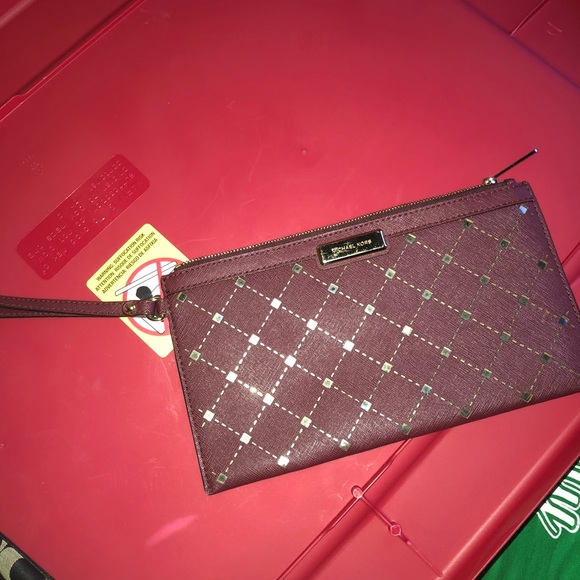 Maroon Michael Kors wristlet